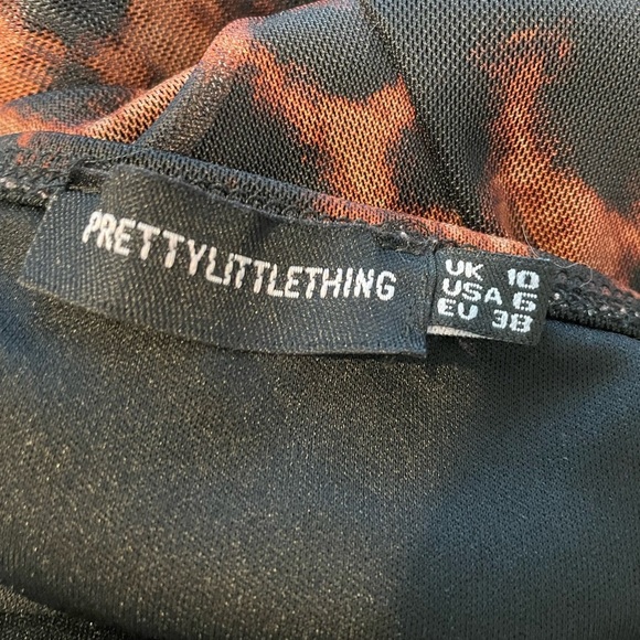 PrettyLittleThing Fiery Black and Orange Dress - Picture 2 of 5